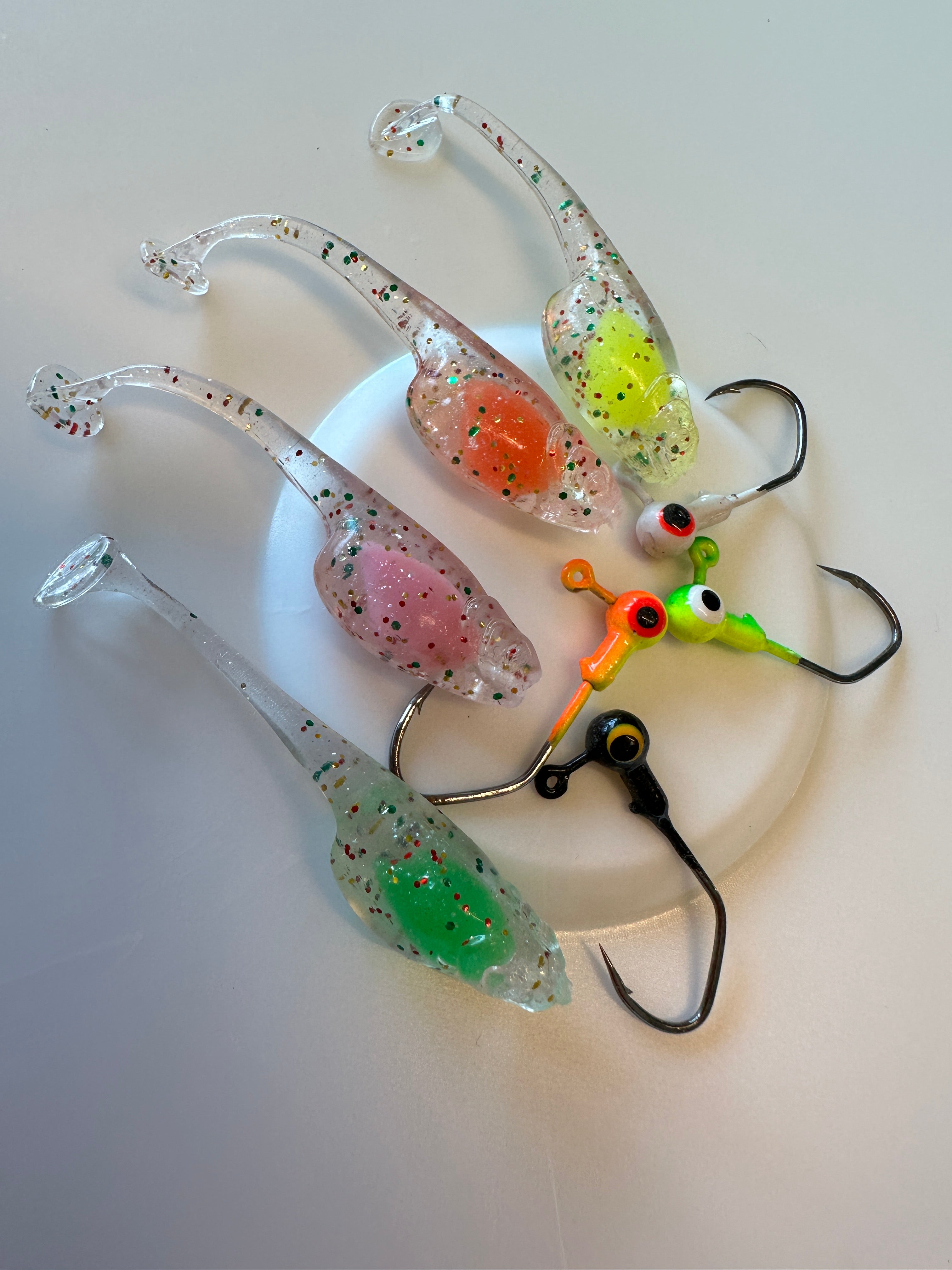 The Outdoor Shack’s 36 Piece Crappie Killer Glow Grub Kit w/ Tackle Box