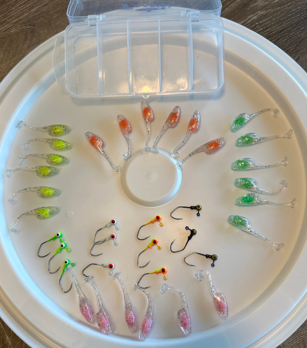 The Outdoor Shack’s 36 Piece Crappie Killer Glow Grub Kit w/ Tackle Box