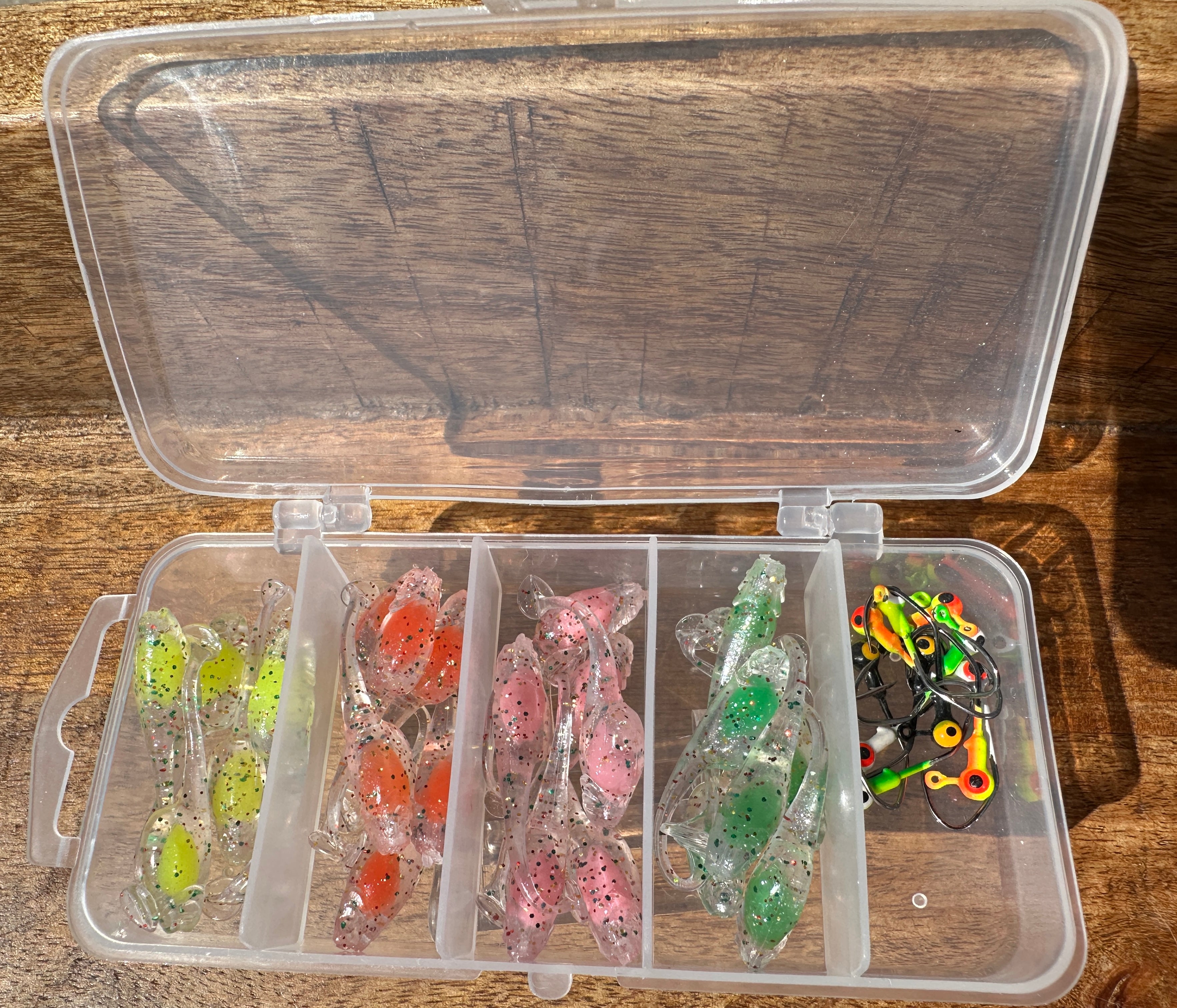 The Outdoor Shack’s 36 Piece Crappie Killer Glow Grub Kit w/ Tackle Box