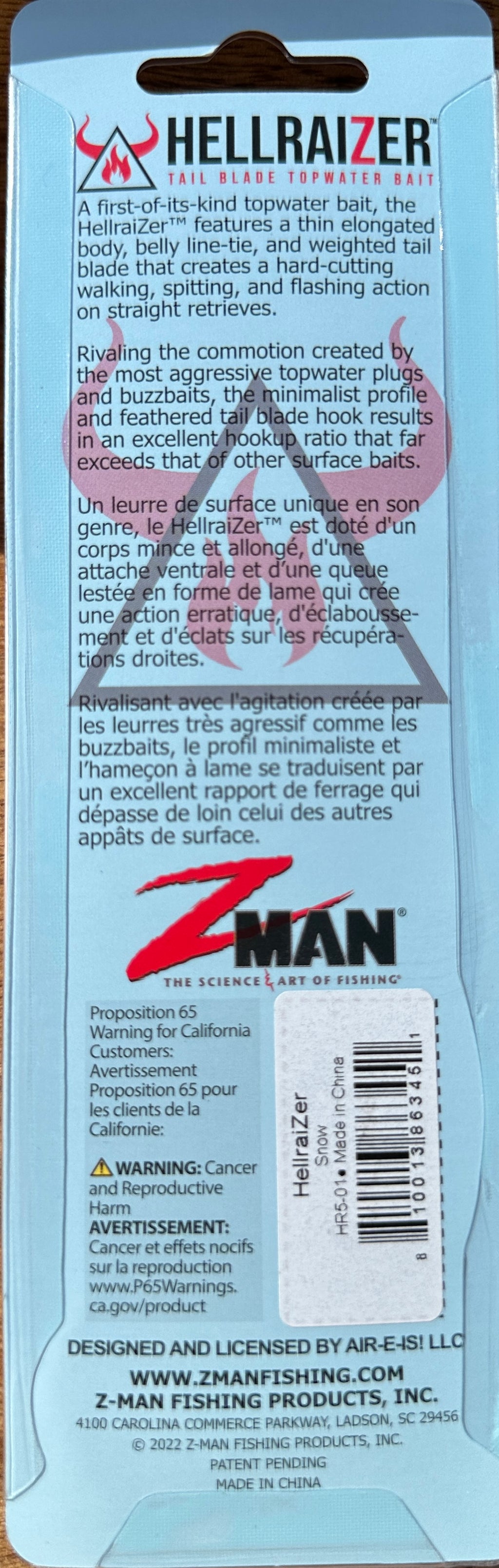 Z-Man HellraiZer Tail Blade Topwater Bait – Snow