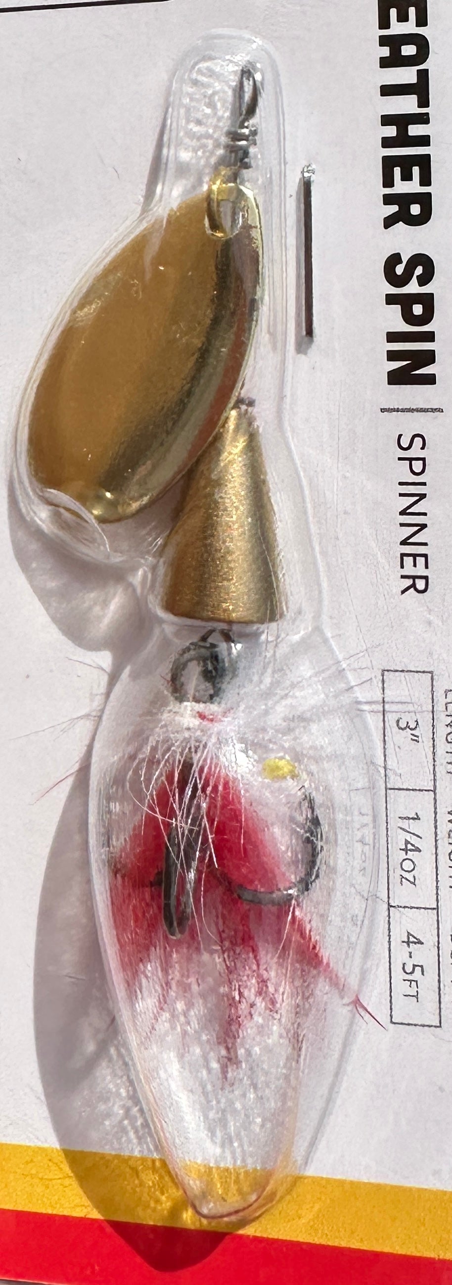 Castaic Cone Feather Spin Spinner 3" 1/4 oz Gold Blade White Red Tail NEW