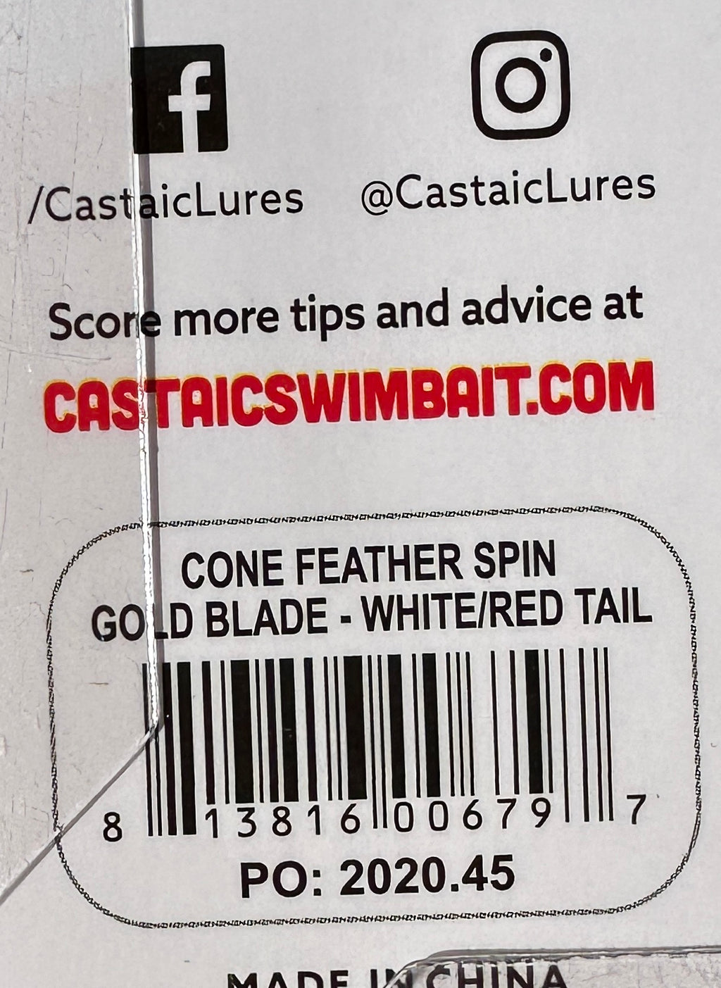Castaic Cone Feather Spin Spinner 3" 1/4 oz Gold Blade White Red Tail NEW