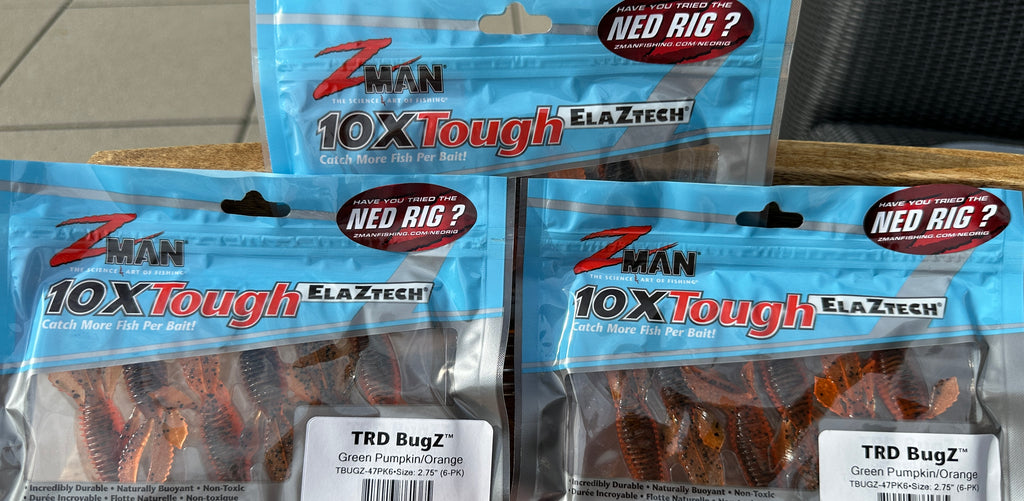 Z-Man TRD BugZ 2.75" Green Pumpkin Orange 6 Pack ElaZtech Ned Rig Soft Baits