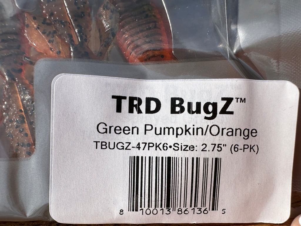 Z-Man TRD BugZ 2.75" Green Pumpkin Orange 6 Pack ElaZtech Ned Rig Soft Baits