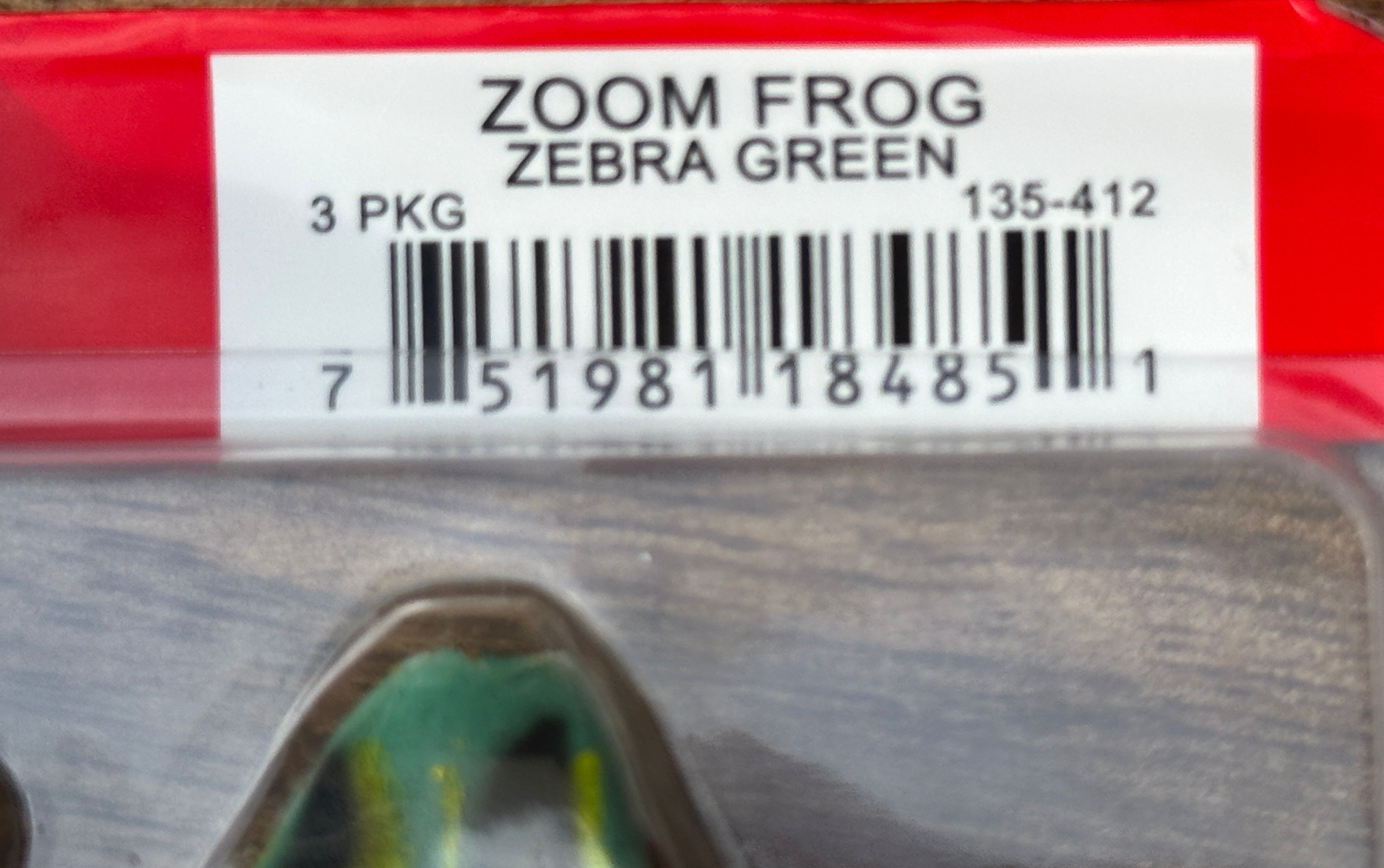 Zoom Frog Zebra Green 3 Pack Soft Hollow Body Frog Topwater Bass Fishing Lure 13