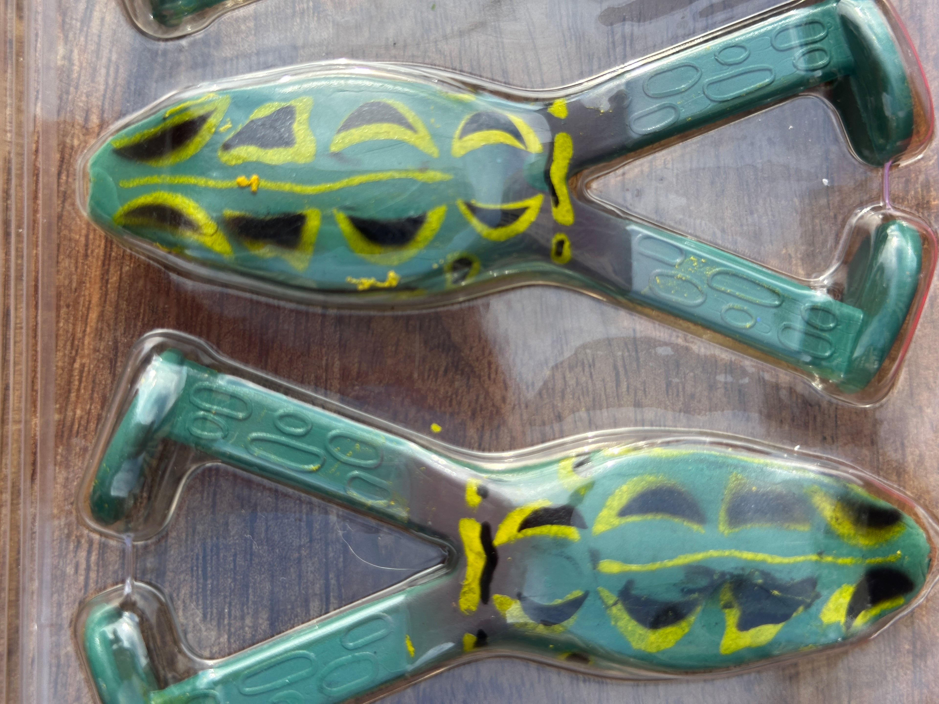 Zoom Frog Zebra Green 3 Pack Soft Hollow Body Frog Topwater Bass Fishing Lure 13