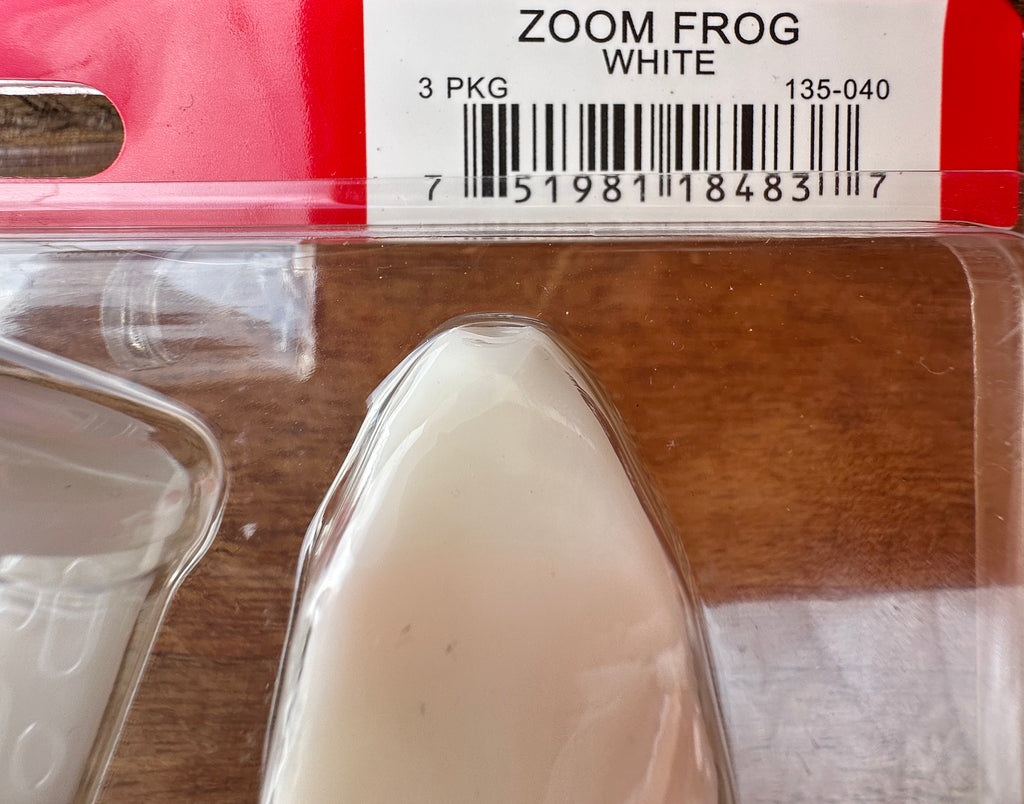 Zoom Frog White 3 Pack Soft Hollow Body Frog Topwater Bass Fishing Lure 135-040