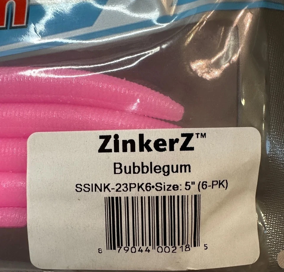 Z-Man ZinkerZ 5" Bubblegum 6pk Soft Plastic Stick Bait Ned Rig Worm