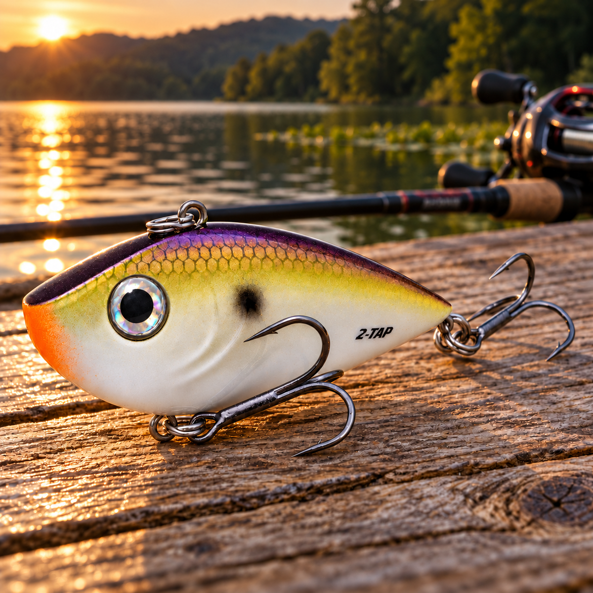 Strike King Red Eyed Shad Tungsten 2-Tap 1/2 oz TN Shad 2.0 - Oscar hero, dock at golden hour