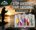 5pc Inline Spinner Fishing Lure Kit w/ Box - Rooster Tail Bluefox Style