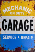 Mechanic on Duty Garage — Man Cave Tin Sign (8" × 11.75")