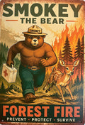 Smokey Forest Fire — Hunting Tin Sign (8" × 11.75")