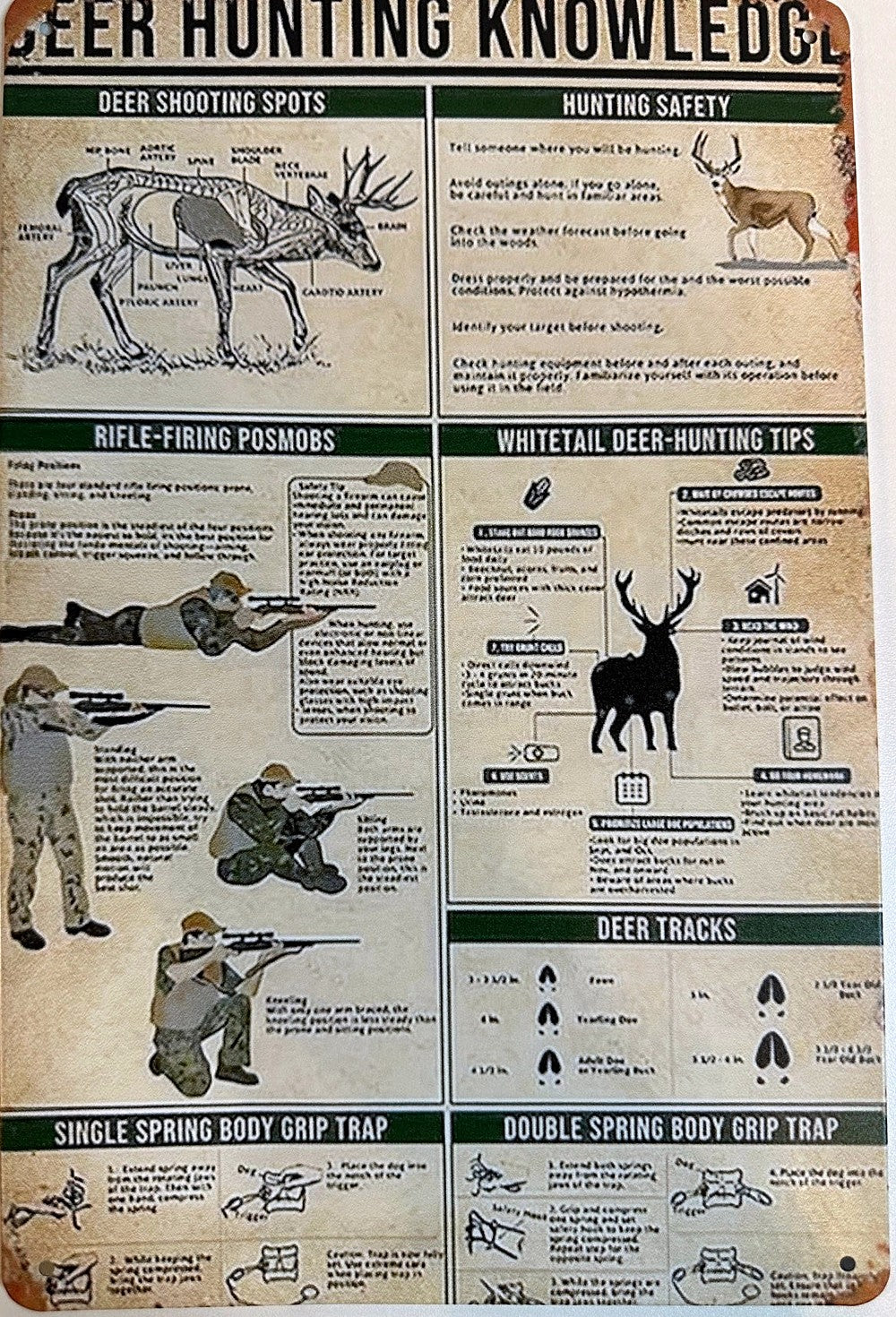 Deer Hunting Knowledge — Hunting Tin Sign (8" × 11.75")