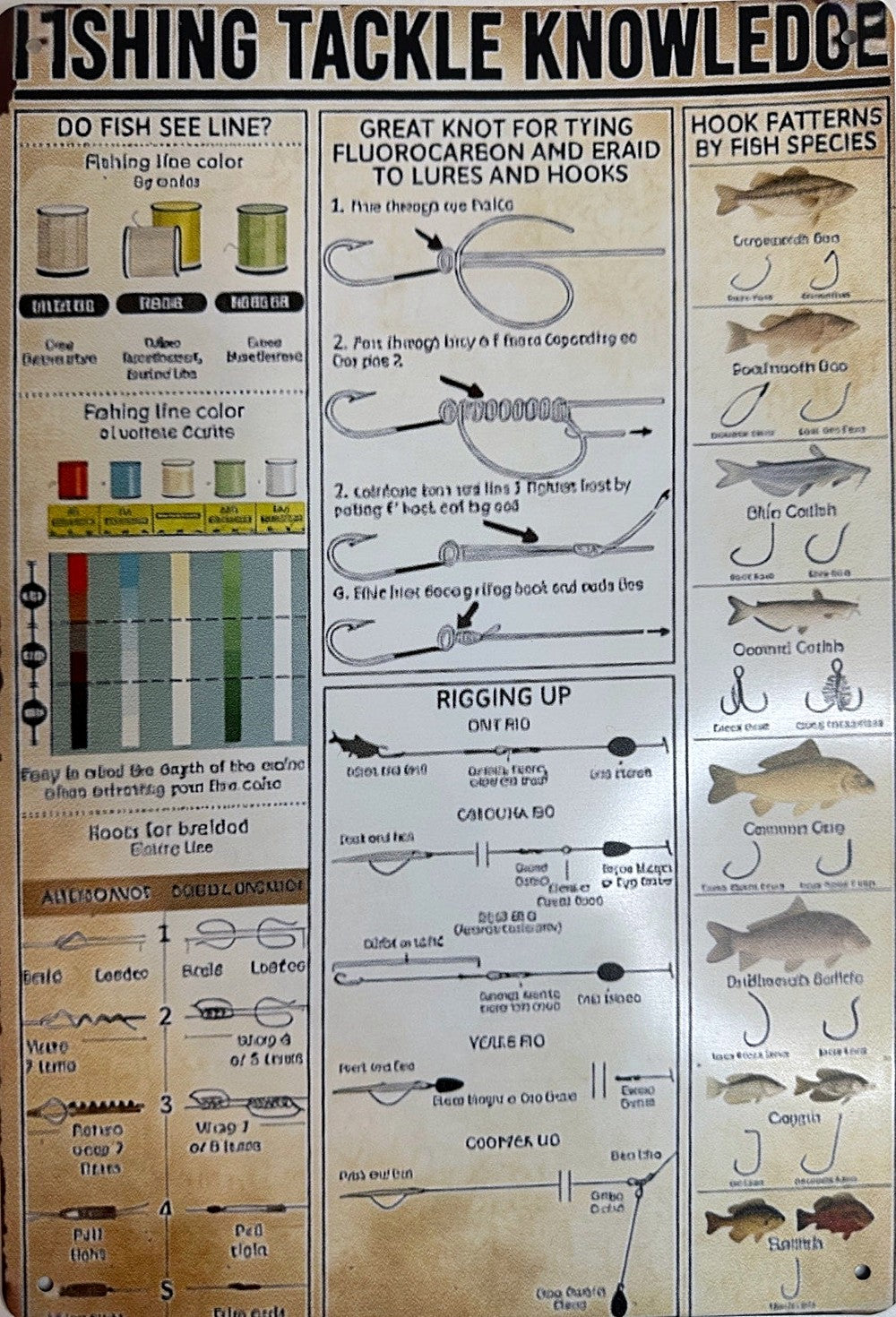 Tackle Knowledge Chart — Fishing Tin Sign (8" × 11.75")