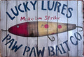 Lucky Lures — Fishing Tin Sign (8" × 11.75")