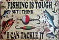 Tackle It Pun — Fishing Tin Sign (8" × 11.75")