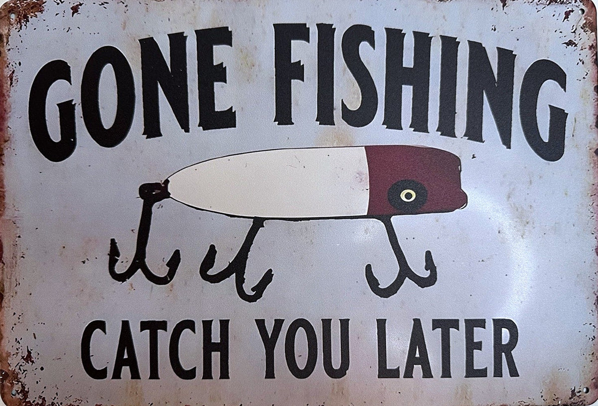 Gone Fishing — Fishing Tin Sign (8" × 11.75")