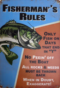 Fisherman's Rules — Fishing Tin Sign (8" × 11.75")