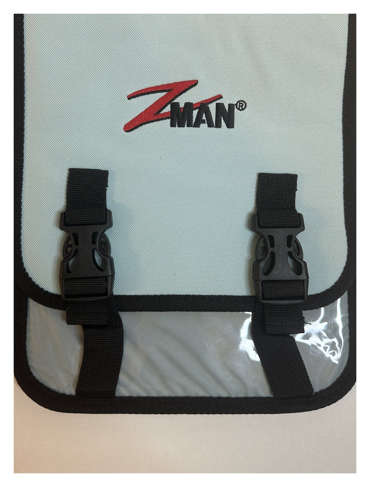 Z-Man Bait BinderZ closed - teal front with Z-Man logo and both buckle straps