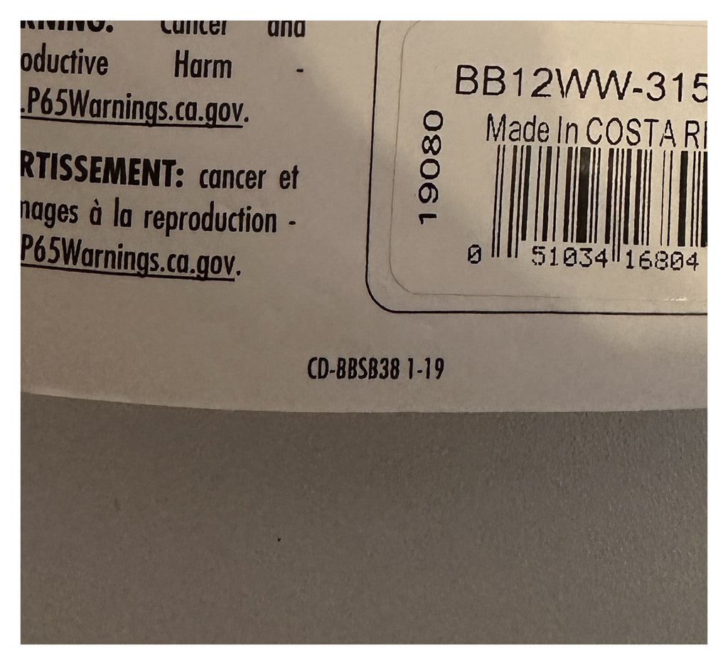 Bleeding Bait package - barcode and SKU detail (BB12WW-315SG)