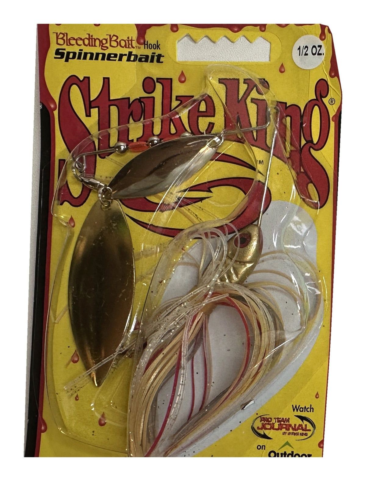 Strike King Bleeding Bait Spinnerbait 1/2 oz in its retail package - front of package - Bleeding Gold Shiner