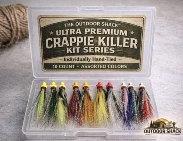 Outdoor Shack™ Premium Crappie Jig Kit 10pc Hand-Tied 1/16 oz Assorted - Panfish
