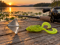 Strike King Head Banger ToadBuzz on a dock at golden hour - chartreuse toad with delta buzz blade