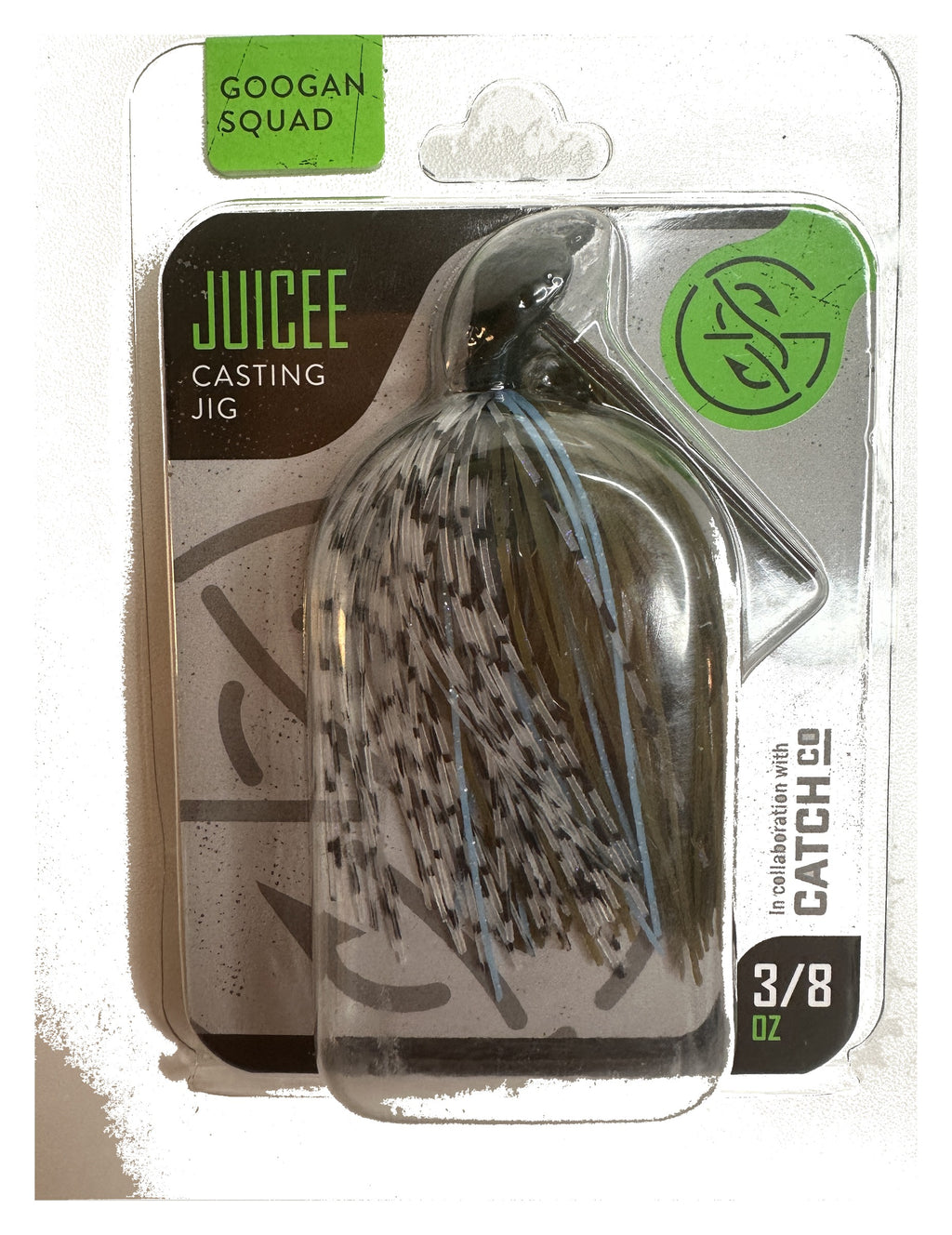 Googan Squad Juicee - Blue Craw 3/8 oz - front of package, flat lay