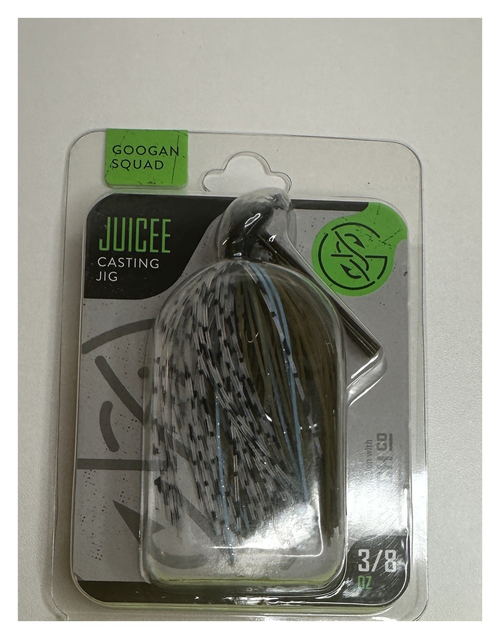 Googan Squad Juicee - Blue Craw 3/8 oz - front of package, alternate take