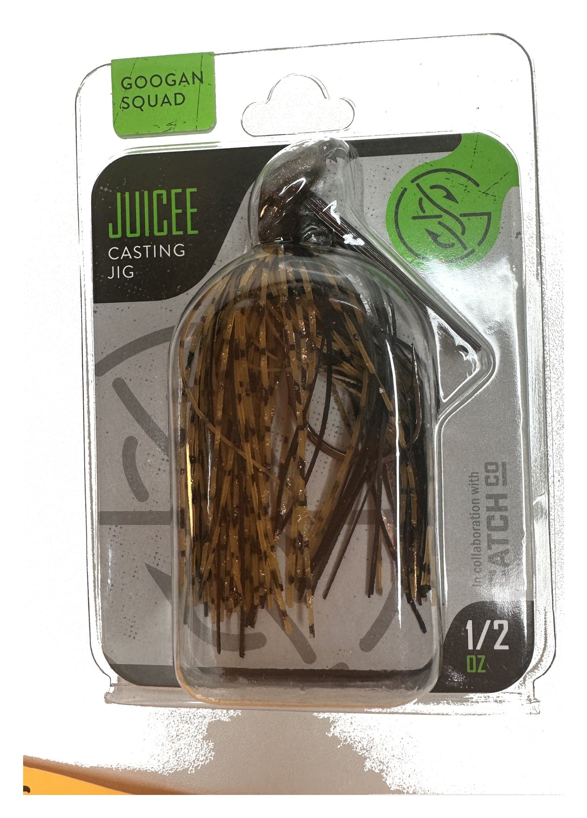 Googan Squad Juicee Casting Jig - Cowboy Craw 1/2 oz - front of package, flat lay