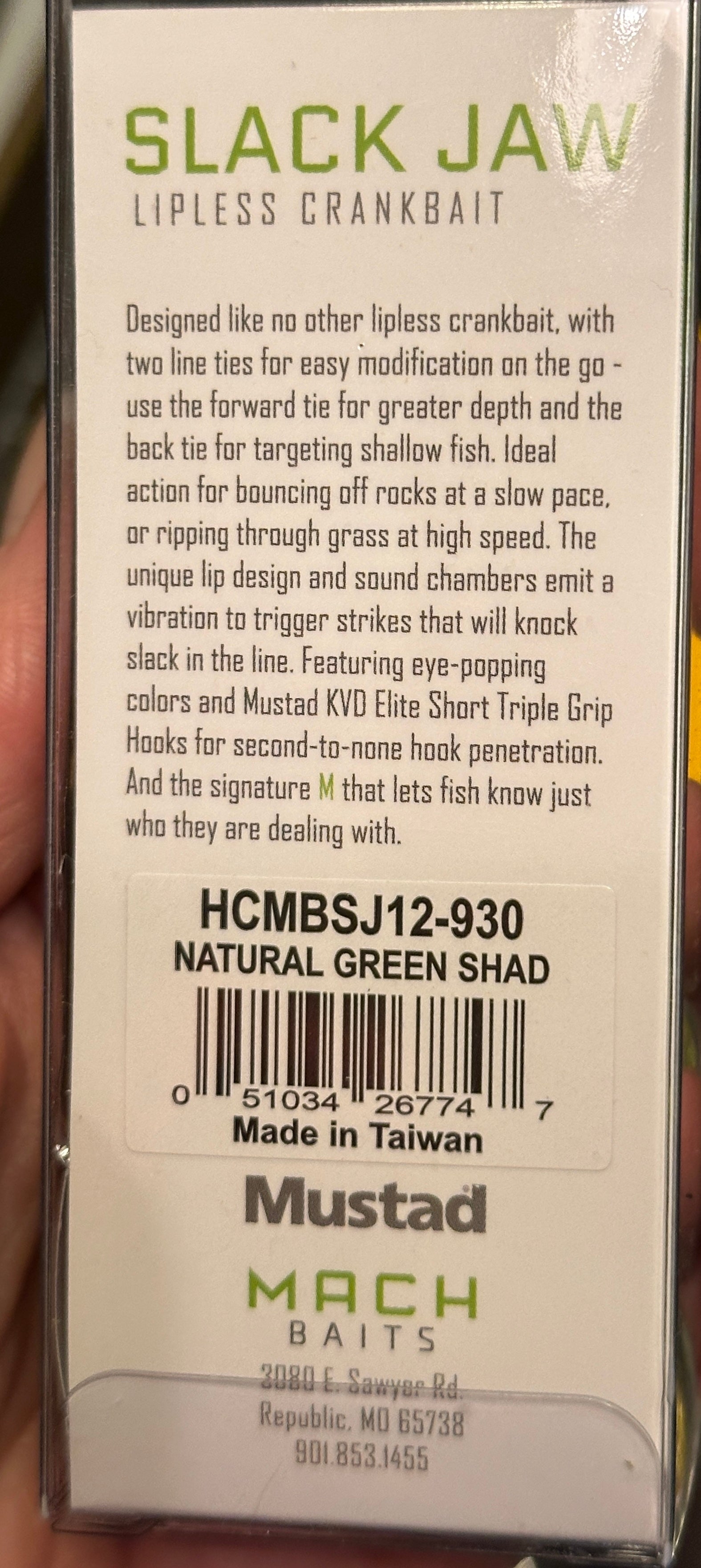 MACH BAITS SLACK JAW Lipless Crankbait 1/2 oz Spring Craw Bass Fishing Lure  - New