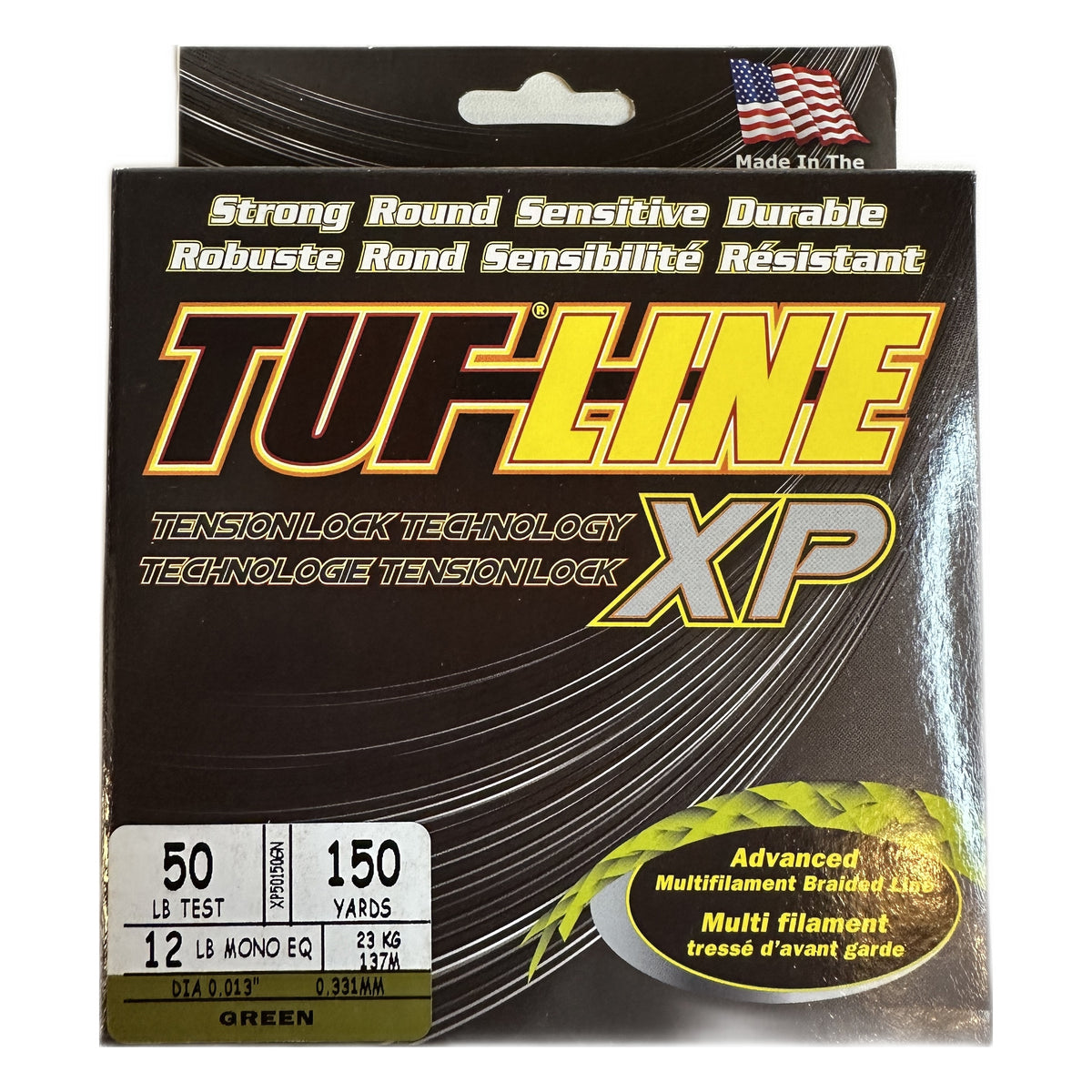 TUF-LINE XP Braided Fishing Line 50 lb Test 150 Yards Green — box front