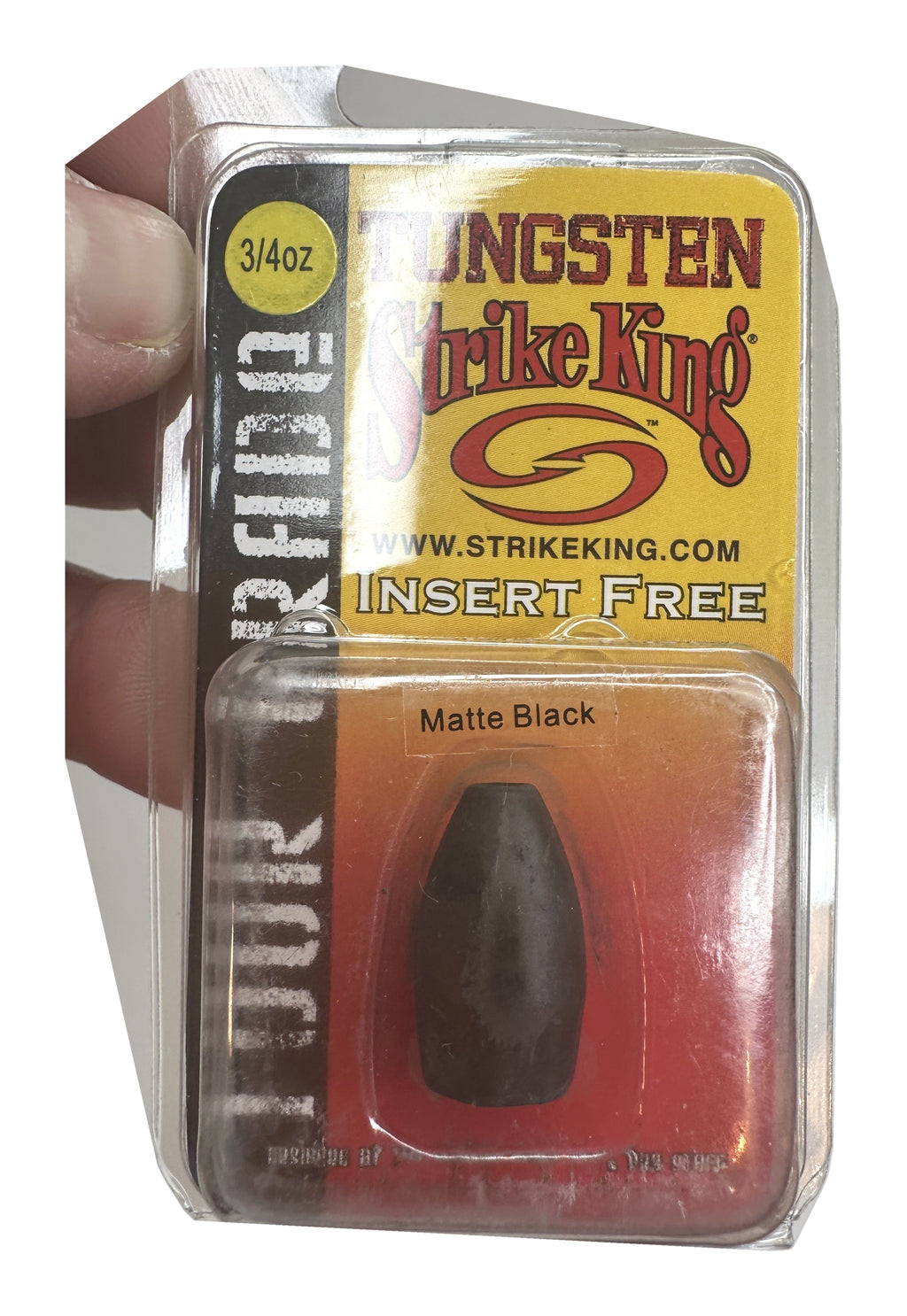 Strike King Tour Grade Tungsten Bullet Weight in its retail package - Matte Black 3/4 oz