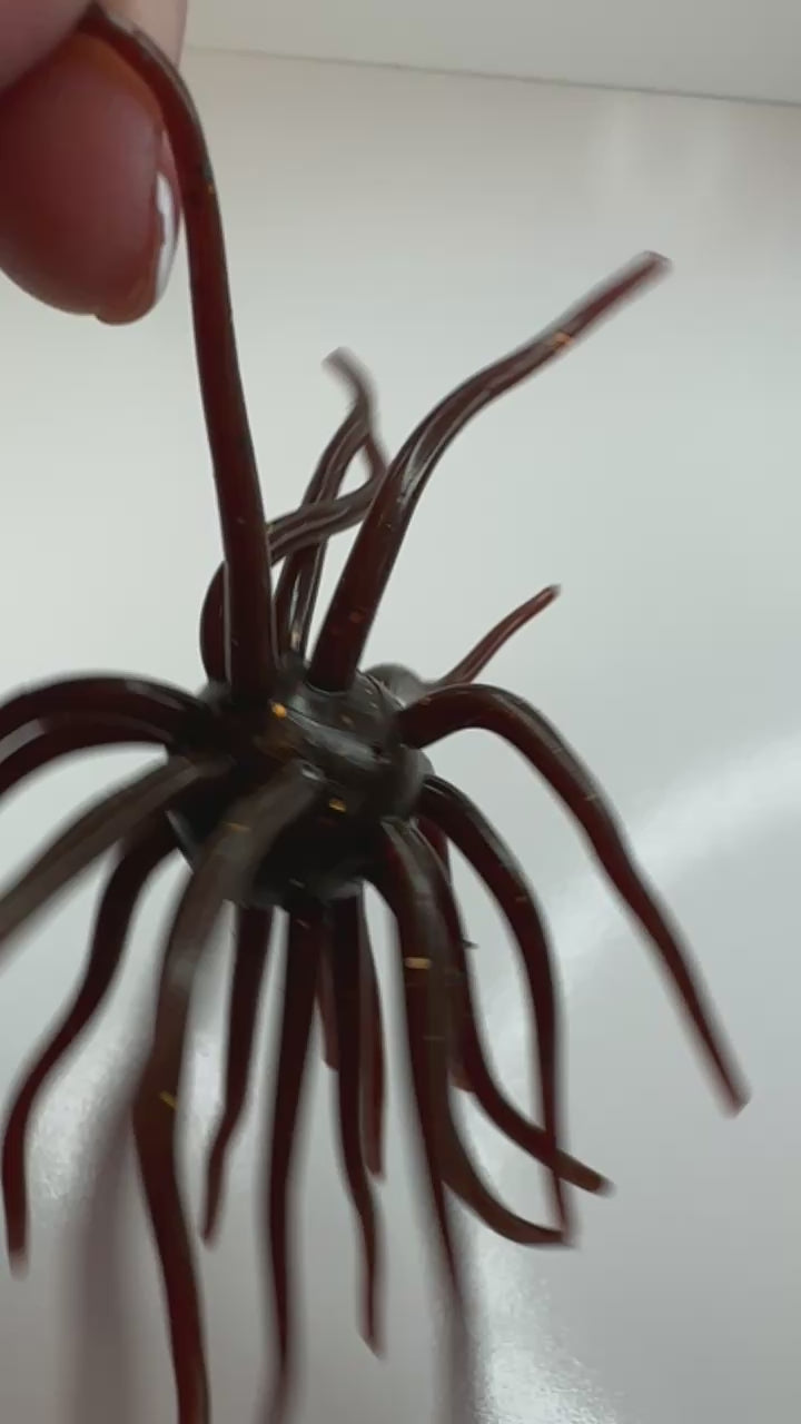 XL Urchin Soft Plastic Fishing Lure 12mm Dark Brown w/ Flake Bass Jig Trailer Creature Bait
