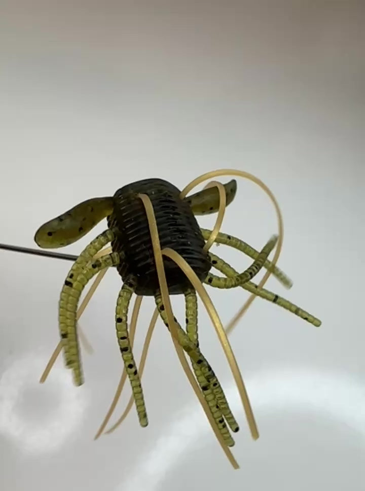 Fuzzy Bug Green Pumpkin Weedless Soft Fishing Lure w/ Hook Bass Finesse Bait