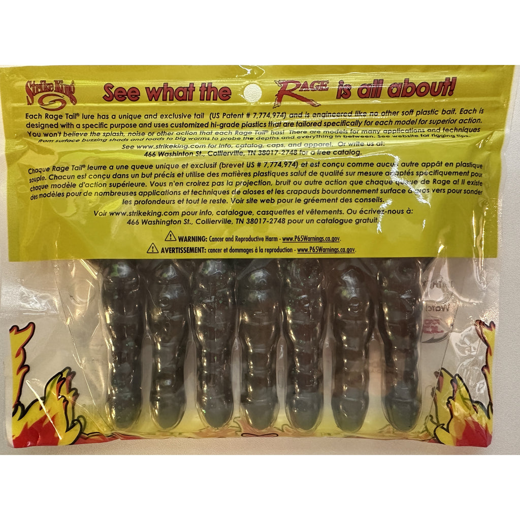 Strike King Rage Tail Rage Craw 4 inch Bama Bug retail package - back of package