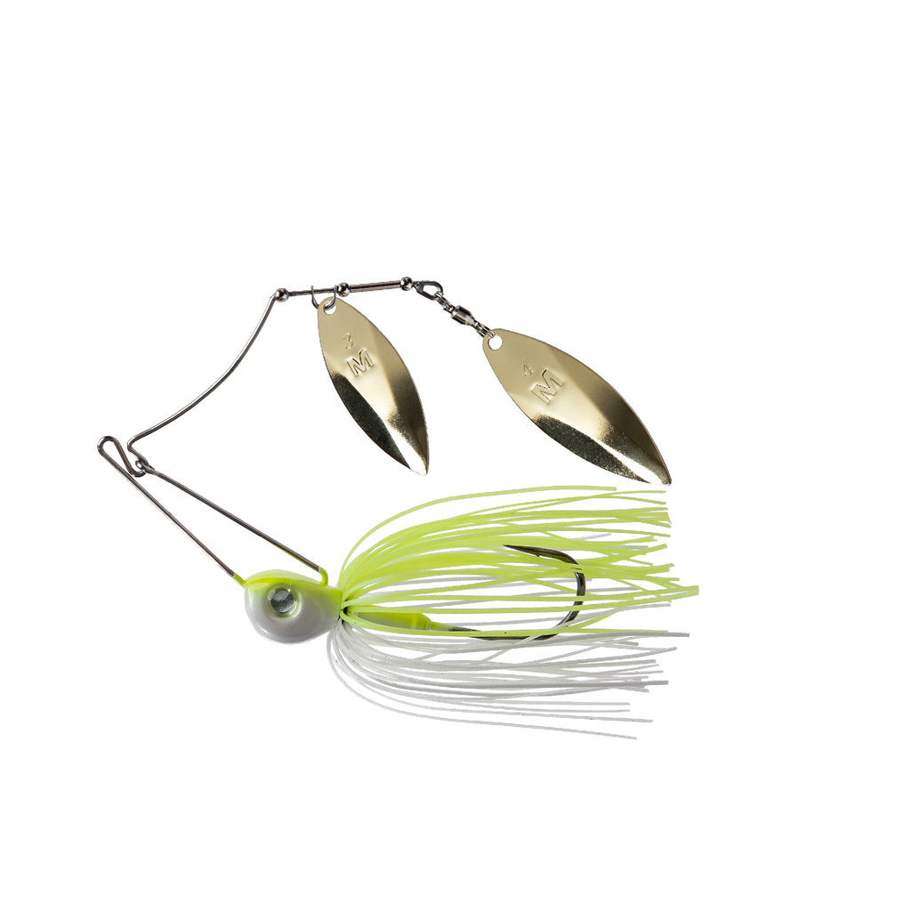 Mustad Arm Lock Spinnerbait 3/4 oz Chartreuse/White with gold double willow blades